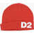 DSQUARED2 Solid Color Beanie With Contrasting Logo Red