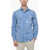 Ralph Lauren Classic Fit Saharan Shirt With Paint Effect Print Light Blue