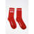 DSQUARED2 Solid Color Long Socks With Contrasting Logo Red