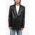 Céline Leather Oversized Blazer With Notch Lapel Black