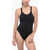 Nike Solid Color One-Piece Swimsuit With Back Zip Black