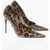 Dolce & Gabbana Pointed Patent Leather Pumps With Animalier Print Heel 11 Cm Brown