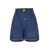 Palm Angels Blue Shorts With Monogram In Linen Woman BLUE