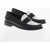 Salvatore Ferragamo Two-Tone Irina Brushed Leather Loafers Black & White