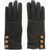 Elisabetta Franchi Solid Color Leather Gloves With Golden Details Black