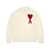 AMI Paris AMI Paris De Coeur Intarsia-Knit Wool Jumper OFF WHITE/RED