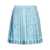 Versace Mini Light Blue Pleated Skirt With Tonal Barocco Print In Silk Woman BLUE