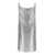 Versace Metallic Short Dress With Draped Neck In Metal Mesh Woman GREY