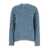 MSGM Blue Crewneck Sweater With All-Over  Frayed Details In Cotton Blend Woman BLUE