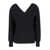 P.A.R.O.S.H. Black V Neck Sweater With Dropped Shoudlers In Fabric Woman Black