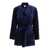 MOMONÌ 'Eugenie' Blue Jacket With V Neck And All-Over Check Motif In Viscose Blend Woman BLUE