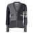 Thom Browne Funmix Classic Milano Stitch Cardigan W/ 4 Bar In Cotton Crepe GREY