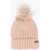 Barbour Solid Color Beanie With Faux Fur Pom Poms Pink