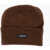 Dondup Solid Color Cashmere And Wool Beanie With Contrasting Logo P Brown