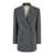 TELA 'Giuggiola' Grey Double-Breasted Jacket With Peak Revers And All-Over Striped Motif In Wool Blend Stretch Woman GREY