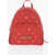 Moschino Love Quilted Backpack With Metallic Applications Red