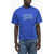 ADER ERROR Solid Color Crew-Neck T-Shirt With Embroidered Logo Blue