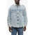 DARKPARK Paint-Splatter Denim Jacket With Shirling Lining Light Blue