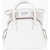 Maison Margiela Mm11 Hammered Leather 5Ac Classique Hand Bag With Visible Ed White