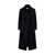 P.A.R.O.S.H. Long Double-Breasted Black Coat With Tie-Up Collar In Heavy Fabric Woman Black