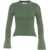 AKEP Ribbed lurex knit pullover Green