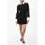 Valentino Garavani Wool Blend Shirt Dress With Contrasting Cuffs And Collar Black