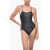 Nike Swim Two-Tone One Piece Swimsuit With Embroidered Logo Black