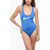 Nike Swim Solid Color One-Piece Swimsuit With Crossed Straps Blue