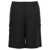 Dolce & Gabbana Black Bermuda Shorts With Logo Patch In Linen Man Black