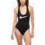 Nike Swim Solid Color One-Piece Swimsuit With Crossed Straps Black