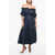 Dior Linen Blend Belted Dress With Ruffles Blue