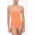 Nike Swim Solid Color One-Piece Swimsuit With Lace-Up Detail Orange