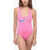 Nike Swim Solid Color One-Piece Swimsuit With Crossed Straps Pink