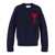 AMI Paris Blue Crewneck Sweater With Adc Logo On The Front In Wool Man BLUE