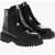 Palm Angels Brushed Leather Combat Boots With Logo Print Black