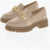 Michael Kors Suede Leather Loafers With Tank Sole Beige