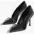 Alexander McQueen Pointed Leather Pumps With Metallic Detail Heel 9 Cm Black