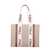 Chloe Chloé Linen Woody Tote Bag WHITE - BROWN 1