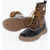 TOD'S Palm Angels X Moncler Two-Tone Textured Leather Combat Boots Brown