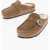 Birkenstock Suede Tea Sabot With Strap Brown