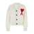 AMI Paris White Cardigan With Adc Logo On The Front In Wool Man WHITE