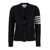 Thom Browne Black Cardigan With 4-Bar Detail In Wool Woman Black