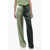 WOERA Two Tone Silk Palazzo Pants With Drawstring Green