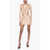 MUGLER Pencil Mini-Dress With Mesh Inserts Beige