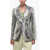 ROTATE Birger Christensen Single-Breasted Python Printed Eco-Leather Blazer Silver