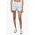 SPORTY & RICH Striped Shorts With Logoed Elastic Band Light Blue