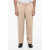 BONSAI Straight Leg Single-Pleat Pants With Elastic Waistband Beige