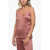 Max Mara Studio Jacquard Lume Slip Top With Rhinestoned Straps Pink