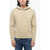 Saint Laurent Fleeced Cotton Red Cube Hoodie Beige