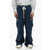 PLEASURES Linen Blend Cargo Pants With Logo Button Blue